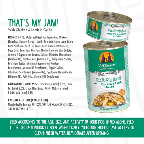 Weruva That's My Jam! with Chicken & Lamb in Gelée Canned Dog Food (5.5-oz, single can)