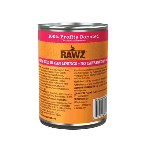 Rawz 96% Lamb & Lamb Liver Dog Food