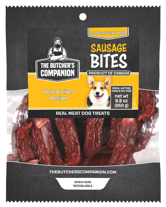 The Butcher's Companion Sausage Bites Pork & Liver Recipe Dog Treats