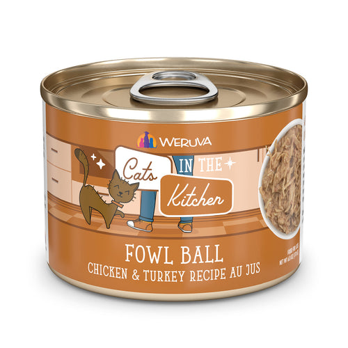 Weruva Cats in the Kitchen Fowl Ball Chicken and Turkey Recipe Au Jus Canned Cat Food
