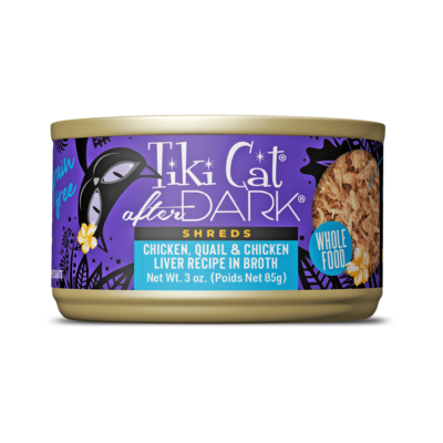 Tiki Cat After Dark Shreds Chicken, Quail & Chicken Liver Recipe in Broth Wet Cat Food