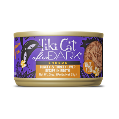 Tiki Cat After Dark Shreds Turkey & Turkey Liver Recipe in Broth Wet Cat Food