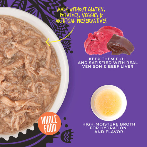 Tiki Cat® After Dark® Shreds With Venison & Beef Liver Recipe in Broth Wet Cat Food
