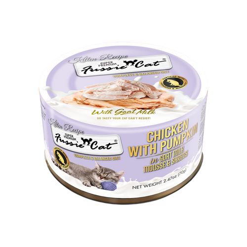 Fussie Cat Chicken with Pumpkin In Goat Milk Mousse & Shreds Kitten Recipe