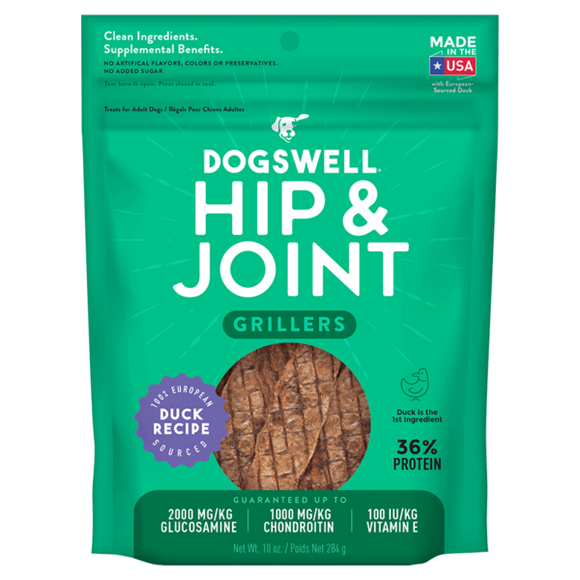 Dogswell Hip & Joint Grillers Treats, Duck Recipe